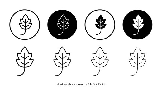 Birch leaf icon Black and white outline vector