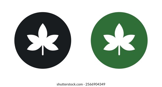 Birch leaf icon set in black and colored