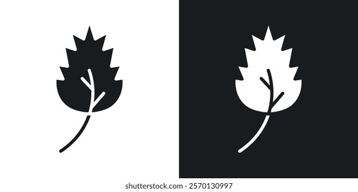 Birch leaf icons in flat syle