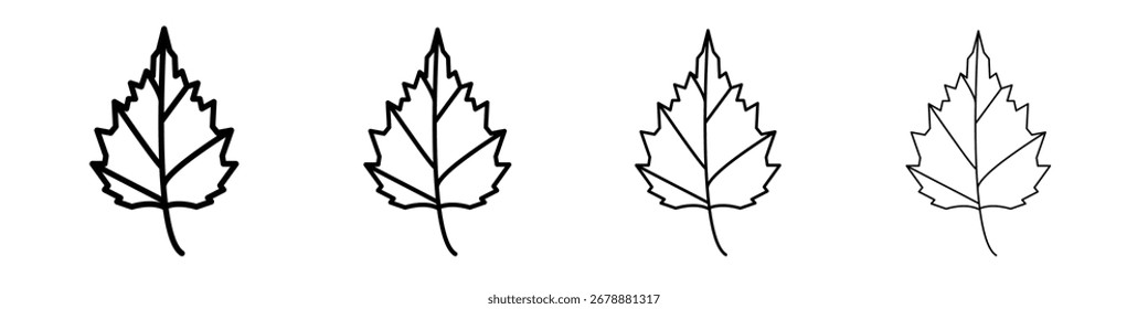 Iconos de hoja de abedul. trazos de línea iconos simples