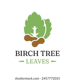 Birch leaf and peanut natural herbal organic vector logo design