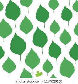 Birch leaves pattern seamless isolated with hidden gooseberry leaf