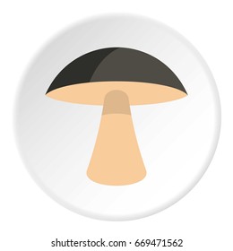 Birch mushroom icon in flat circle isolated on white background vector illustration for web