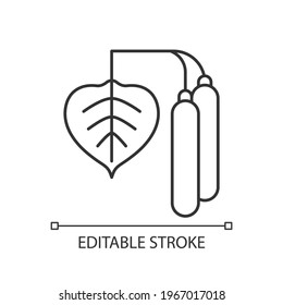 Birch pollen linear icon. Botanical earing. Common seasonal allergen. Allergy for plant. Thin line customizable illustration. Contour symbol. Vector isolated outline drawing. Editable stroke