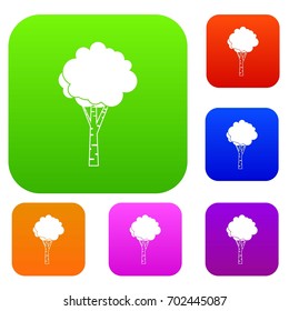 Birch set icon in different colors isolated vector illustration. Premium collection