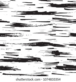 Birch Tree Bark Texture, Seamless Pattern. Black brush strokes. Abstract Textile design or Backdrop.