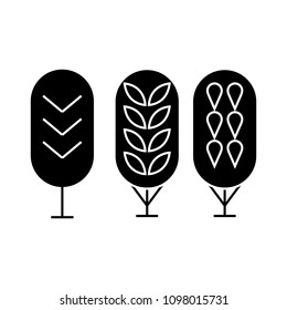Birch tree black icon concept. Birch tree  vector sign, symbol, illustration.