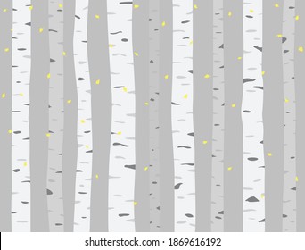 Birch Tree with deer and birds Silhouette Background for wallpaper sticker