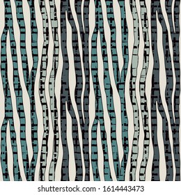 Birch tree forest seamless pattern. Freehand surface print. Repeating vertical stripes motif. Hand drawn wildlife, natural camouflage texture. Nordic, scandinavian background. Vector abstract graphic