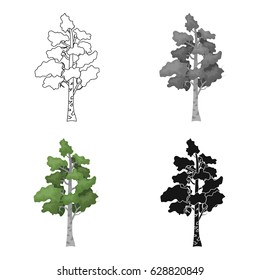 Birch tree icon in cartoon style isolated on white background. Russian country symbol stock vector illustration.
