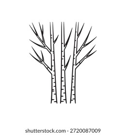 Birke Baum Linie Art Illustration Schwarz-Weiß Malbuch Seite