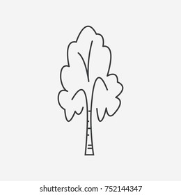 Birch tree line icon. Black linear pictogram isolated on white. Outline vector birch tree sign.