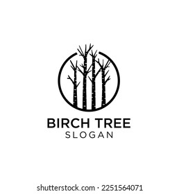 Birch tree logo vector. Icon for forest station and jungle keeper, green world community, professional lumber jack and wood worker. Apply to web site app business company brand, shirt apparel art