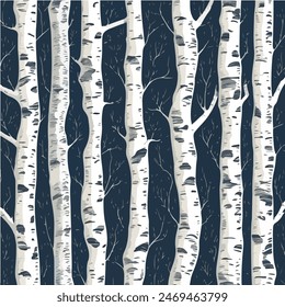 Birch tree pattern. Seamless vector illustration pattern with autumn or summer birch trees. Perfect for textile, wallpaper or print design. Fabric Design for wallpapers, web site background, postcard.