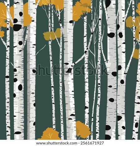 Birch tree pattern. Seamless vector illustration pattern with autumn or spring birch trees. Perfect for textile, wallpaper or print design. Fabric Design for wallpapers, web site background, postcard.