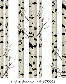 birch tree seamless pattern vector. fabric Design element for wallpapers, web site background, baby shower invitation, birthday card, scrapbooking, fabric print etc. Vector illustration.