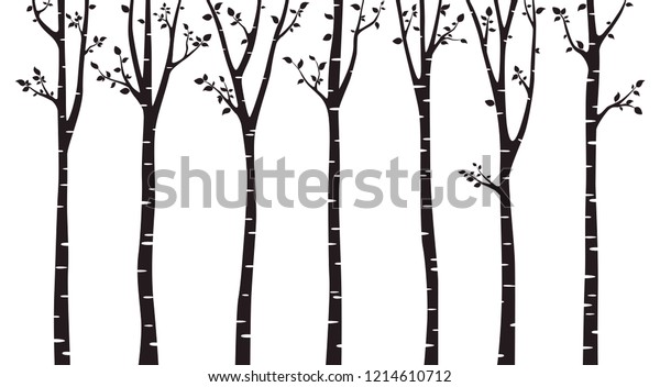 Birch Tree Silhouette Stock Vector (Royalty Free) 1214610712