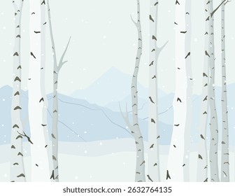Birch Tree Silhouette Background, illustration for nursery, wall, book cover, backdrop, greeting cards and Interior design for kids room