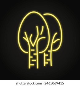 Birch trees neon line icon. Vector illustration.