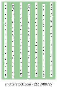 árboles de abedul, sobre fondo verde, ilustración vectorial