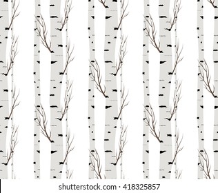birch tree.seamless pattern.vector.fabricDesign element for wallpapers, web site background, baby shower invitation, birthday card, scrapbooking, fabric print etc. Vector illustration.