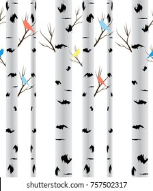 birch tree.seamless pattern.vector.fabricDesign element for wallpapers, web site background, baby shower invitation, birthday card, scrapbooking, fabric print etc. Vector illustration.