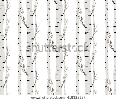 Birch Treeseamless Patternvectorfabric Design Element Wallpapers Web ...