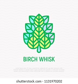 Birch whisk thin line icon. Modern vector illustration of SPA treatment.