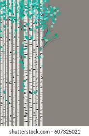 Birch wood forest card