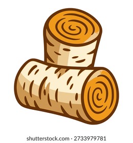 birch wood log chopped tree stump nature flat color vector illustration template design