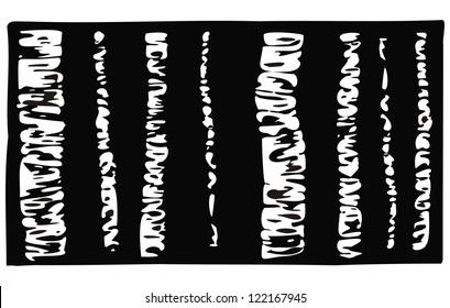 Abedules - ilustración moderna en blanco y negro de Vector con bosque de abedules o parque invernal con árboles blancos sobre fondo negro