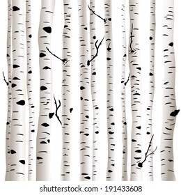 Birches, vector drawing with editable elements.