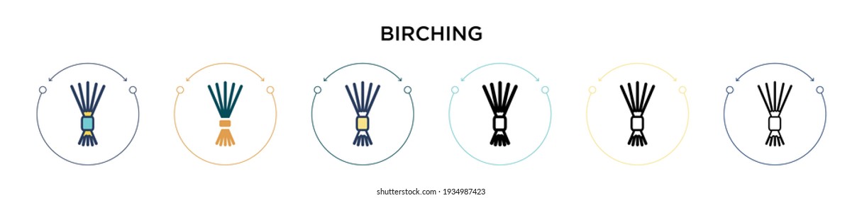 Birching icon in filled, thin line, outline and stroke style. Vector illustration of two colored and black birching vector icons designs can be used for mobile, ui, web