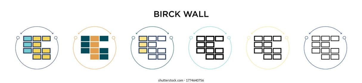 Birck wall icon in filled, thin line, outline and stroke style. Vector illustration of two colored and black birck wall vector icons designs can be used for mobile, ui, web