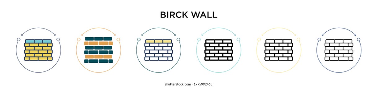 Birck wall icon in filled, thin line, outline and stroke style. Vector illustration of two colored and black birck wall vector icons designs can be used for mobile, ui, web