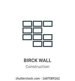 Birck wall outline vector icon. Thin line black birck wall icon, flat vector simple element illustration from editable construction concept isolated stroke on white background