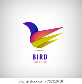 Bird 3d abstract colorful brand, animal logo, hotel fashion and sports brand concept. Vector design, company identity