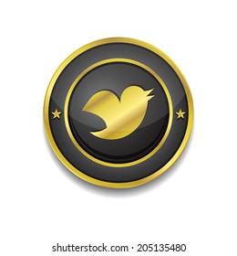 Bird 3d Rounded Corner Golden Black Vector Icon Button