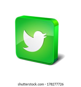 Bird 3d Rounded Corner Green Vector Icon Button