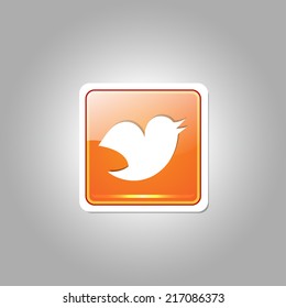 Bird 3d Rounded Corner Orange Vector Icon Button
