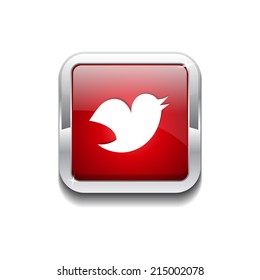 Bird 3d Rounded Corner Red Vector Icon Button