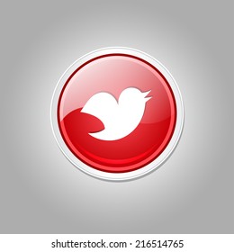 Bird 3d Rounded Corner Red Vector Icon Button
