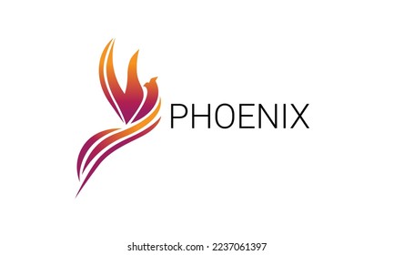 Bird Abstract Logo design vector template. Flying Phoenix creative Logotype icon. Phoenix, bird colorful brand, animal logo, hotel fashion and sports brand concept.