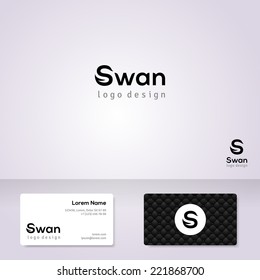 Bird abstract logo template. Vector icon. Business concept of black swan. Cosmetics, beauty, health & spa, fashion themes. 