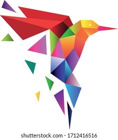 Bird abstract triangle design concept element isolated on a white backgrounds, geometric and polygon vector illustration