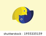 bird abstract yin and yang logo design