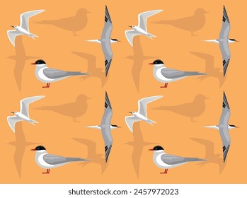 Bird Acrtic Tern Cartoon Cute Seamless Wallpaper Background