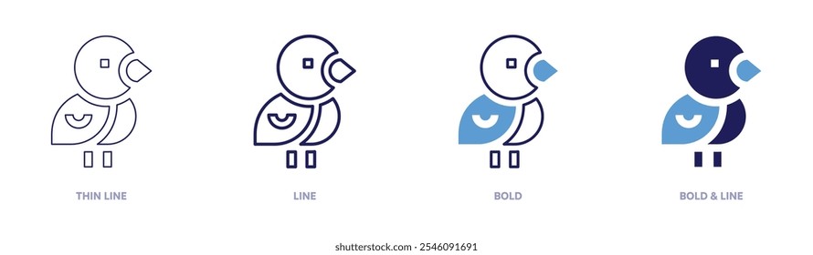 Bird activity icon in 4 different styles. Thin Line, Line, Bold, and Bold Line. Duotone style. Editable stroke.