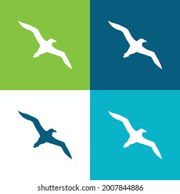Bird Albatross Flying Shape Flat four color minimal icon set