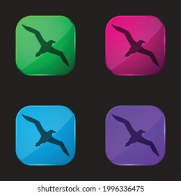 Bird Albatross Flying Shape four color glass button icon